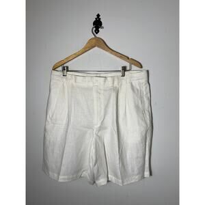 Mens Turnbury Linen Pleated Shorts White Size 40 EUC!
